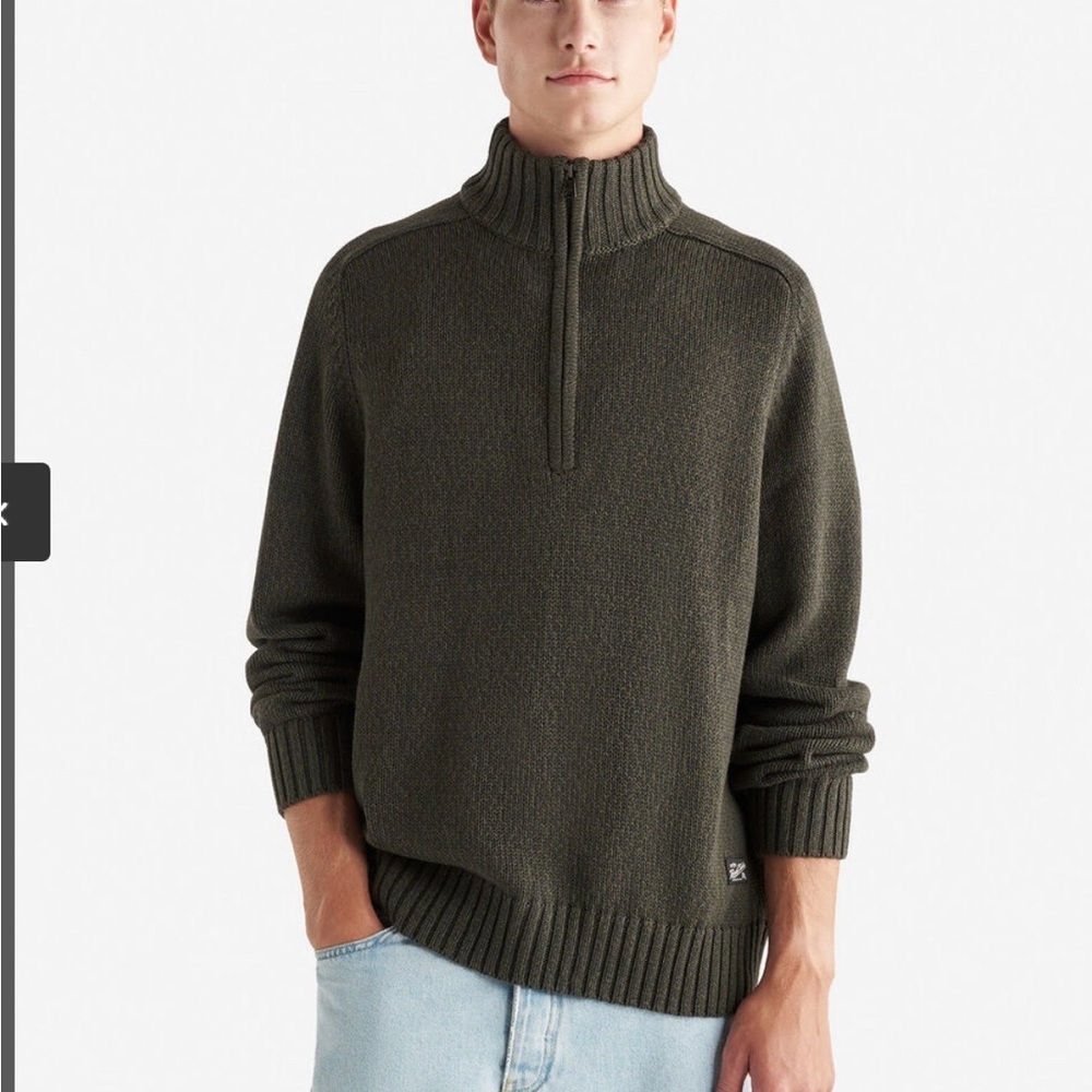 Roots Men's Dark Green Zip-Up Sweater